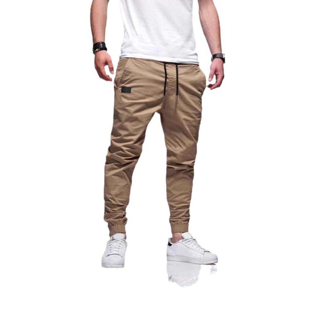 Pantalones Casuales Rectos para Hombre de Cuatro Estaciones, Ajuste Delgado, con Puños con Cordón