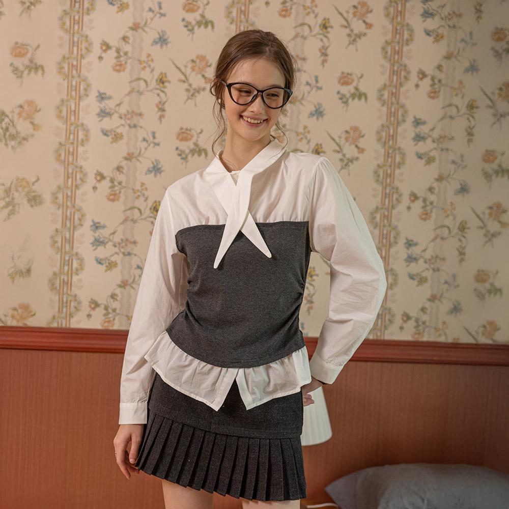 Deondeulob Dd_Cross-Tie Faux Two-Piece Top_White