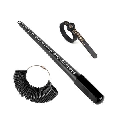Set di 3 strumenti per misurare l'anello 1-15 USA. Bastone di Misura Taglie 0-13 Anelli Gradi Americani Neri per Misurazione Fai da Te