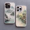 Mountains and Streams Pavilion Ink Brush Painting Phone Case for iPhone 12 13 14 11 Pro Max X XR XS 14 7 8 Plus SE Silicon Cover