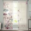 Watercolor Flowers Dragonfly Art Tulle Curtains for Living Room Bedroom Decor Transparent Chiffon Sheer Voile Window Curtain