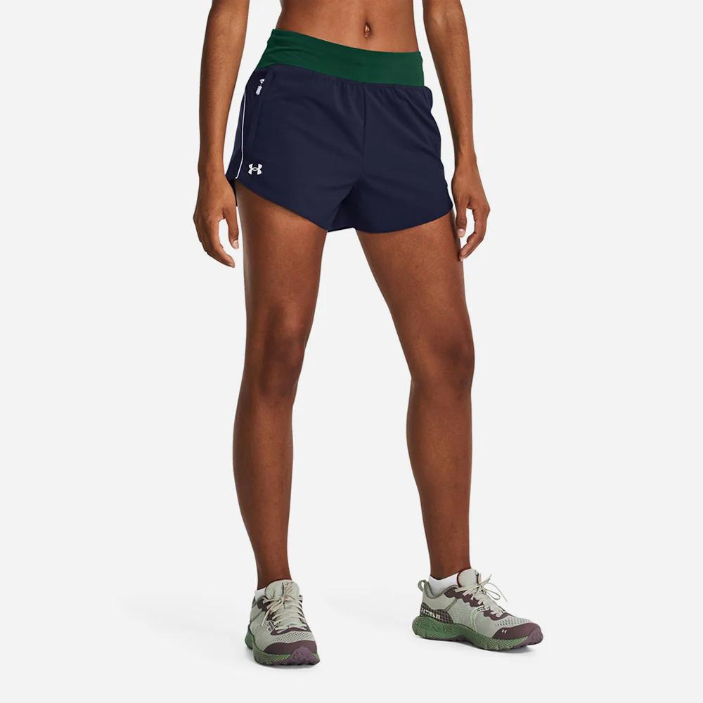 Under Armour Anywhere Color Block Elastic Waist Woven Lightweight Training Shorts Women Shorts Dark-Blue 1380418-410
