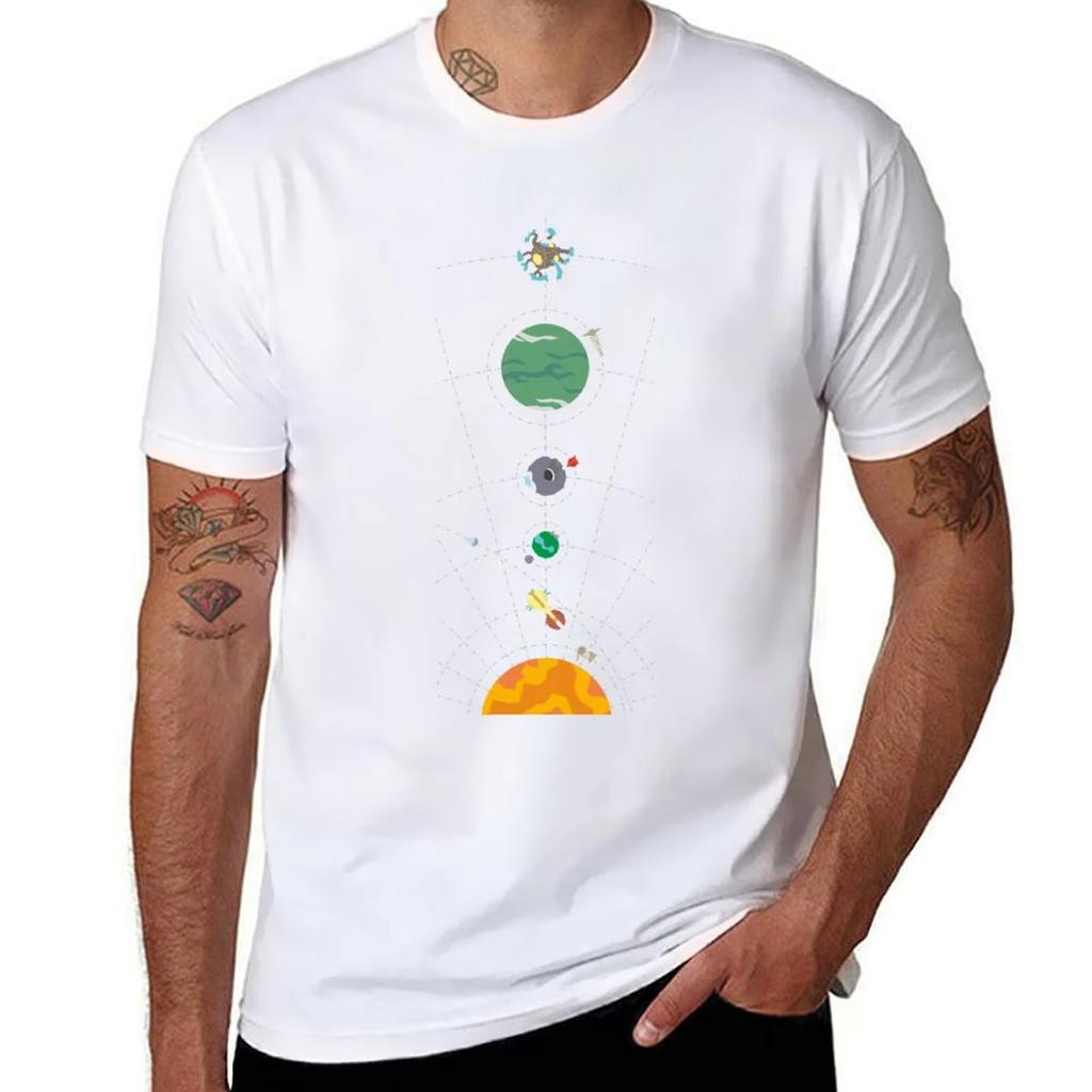 Outer Wilds Hearthian System Map T-Shirt Korean Fashion Plain Sublime Shirts Graphic Tees Mens Tall T Shirts