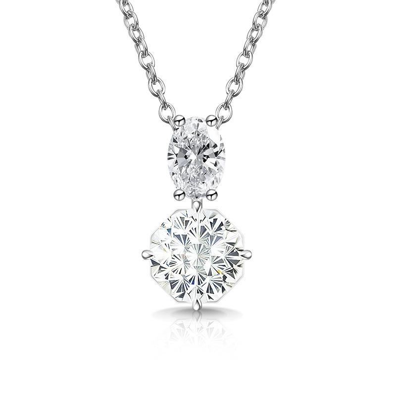 925 Sterling Silver Stylish Luxury Dahlia Cut Crystal Zircon Pendant Necklace, Birthday Party Anniversary Gift белый