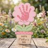 Hand Painted Mother's Day Plaque Ornament Wooden Flower Craft DIY Handprint Sign Kids Learning