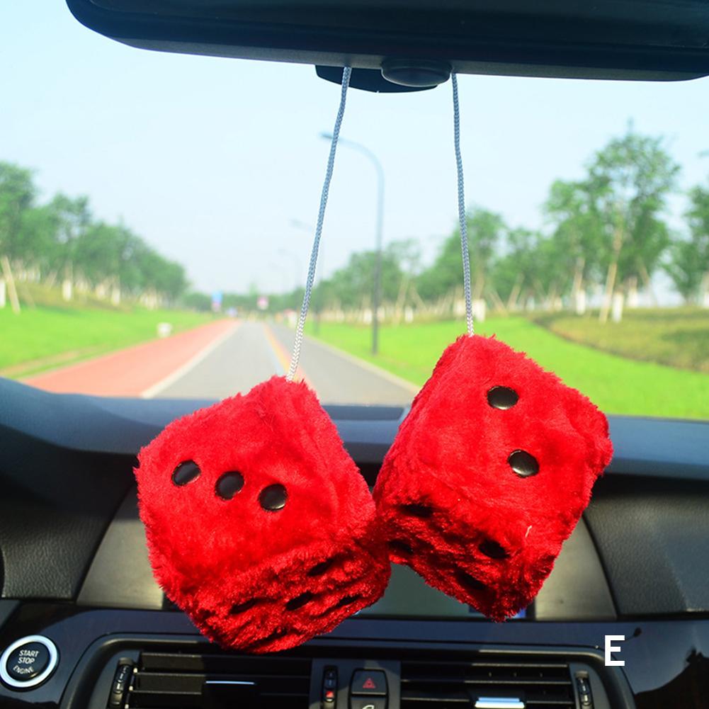 2PCS Car Pendant Fuzzy Dice Dots Rear View Mirror Hangers Car Interior Decoration Auto Accessories Ornaments Car-Styling