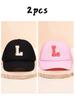 2pcs children's 26 letter cloth baseball cap, spring and summer for boys and girls, mesh breathable truck driver hat, sun hat