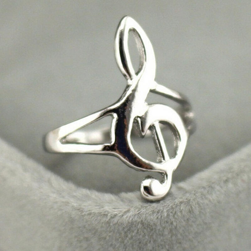 Fashion Silver Color Musical Music Note Ring Treble Clef Ring Jewelry Gift