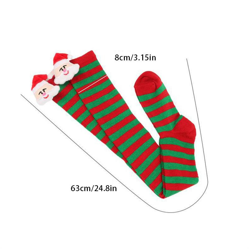 Santa Claus Striped Socks Doll High Socks Over The Knee Socks Women'S Christmas Doll Stockings Party Long Socks