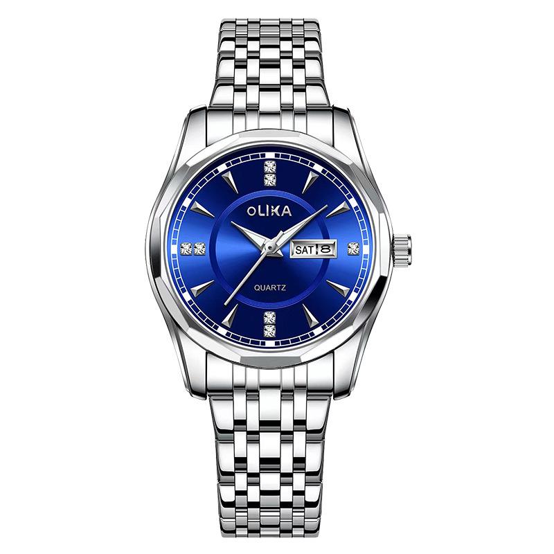 Top Brand Men's and Women's Couple's Watch Waterproof Luminous Quartz Watch Double Calendar Stainless Steel Fashion Watch