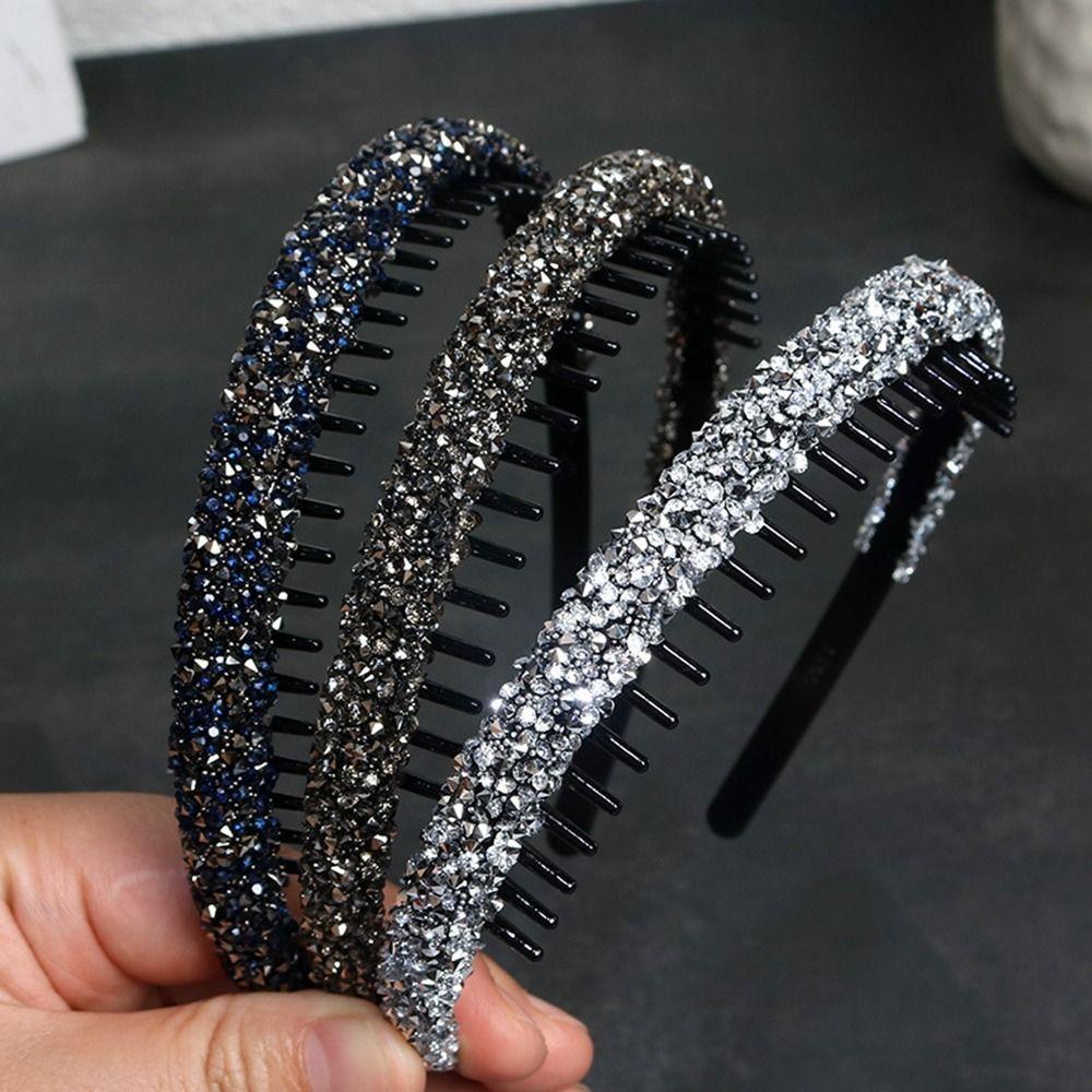 Make Up Hairband with Toothed  Hair Hoop Fashion Rhinestone Headband  Female