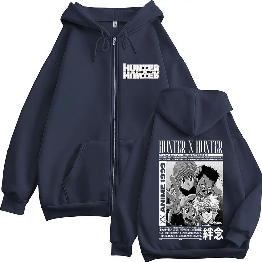 Sudaderas con Cremallera de Anime Hunter X Hunter Kurapika Killua Zoldyck GON FREECSS Leorio para Hombre y Mujer Sudaderas con Capucha y Cremallera Chaquetas