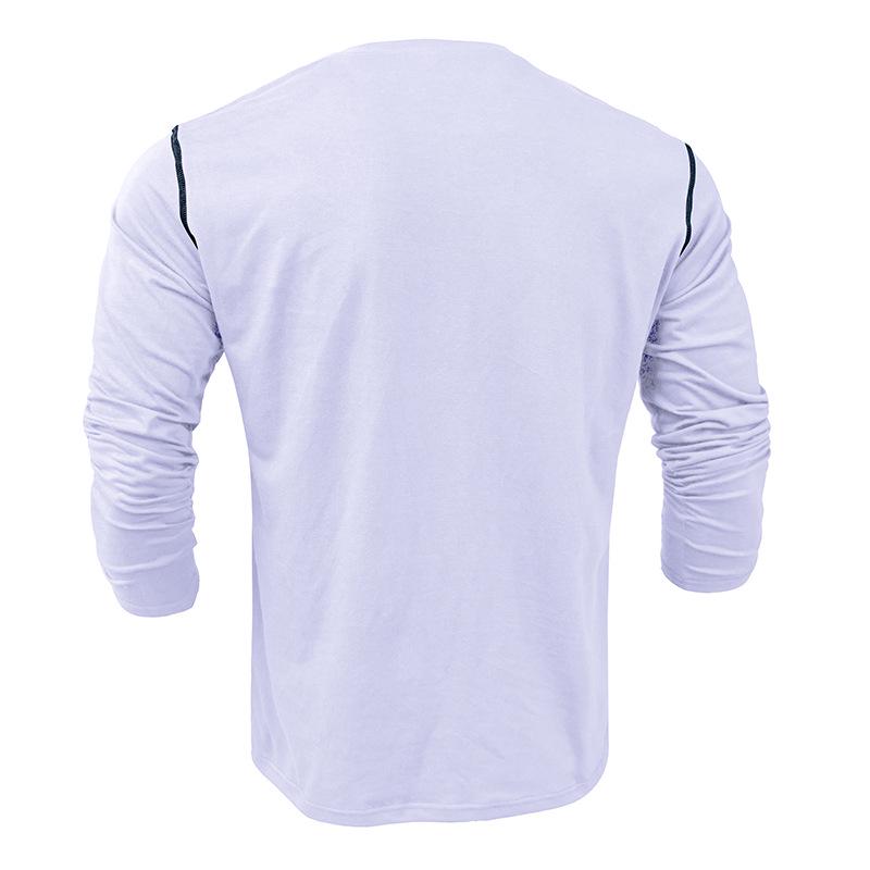 Męski T-shirt z długim rękawem Henley w blokach kolorystycznych, jesień/zima 2023, styl europejski i amerykański