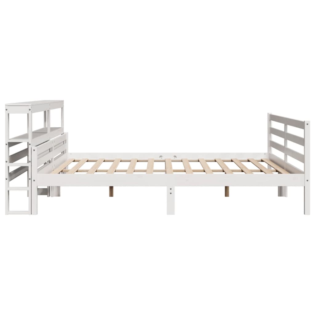 Bed Frame with Headboard Without Mattress White 200x200 cm
