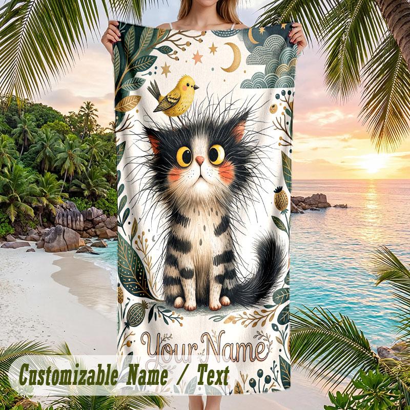 Western Sunset Ride Theme Quick Dry Beach Towel Custom Name Text Print Large Sand Resistant Towel Beach Vacation