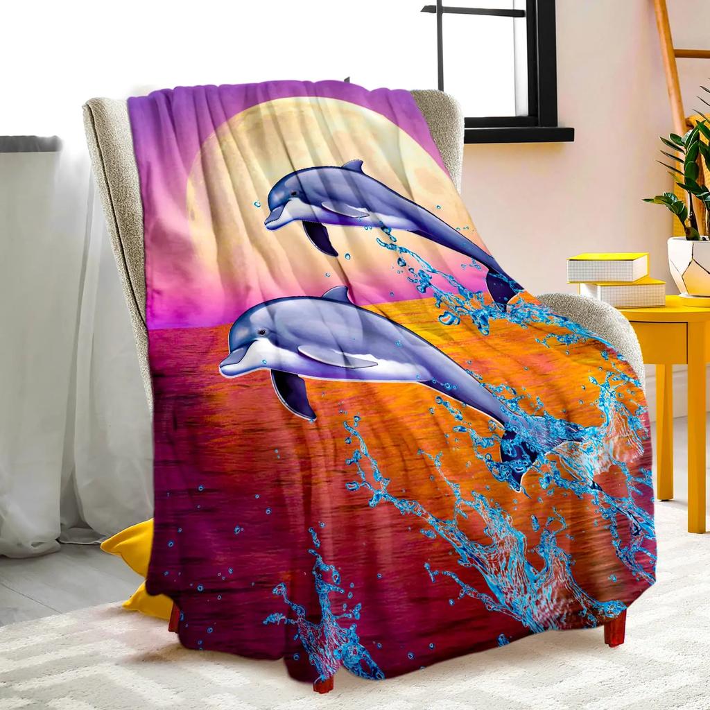 Dolphin Throw Blanket, Soft  for Girl Kid Teens Adults, Fleece Cute   Warm Cozy   Bed Crib or Couch