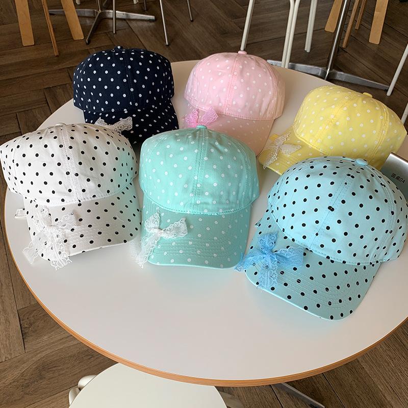 Polka Dot Bow Lace Baseball Cap Spring and Summer Wide Brim Sunshade Sunscreen Cap Sweet Versatile Cap Women