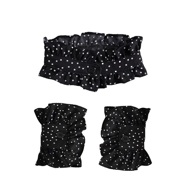 White Big Lapel Fake Collar And Black Detachable Cuff Lace False Collar Stand Removable Faux Col for Women Half Shirt Accessory