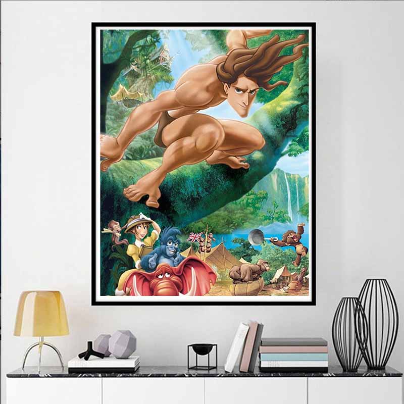 Disney 5D DIY Diamond Painting Tarzan Illustration Embroidery Mosaic Cross Stitch Home Decor, Gift Craft