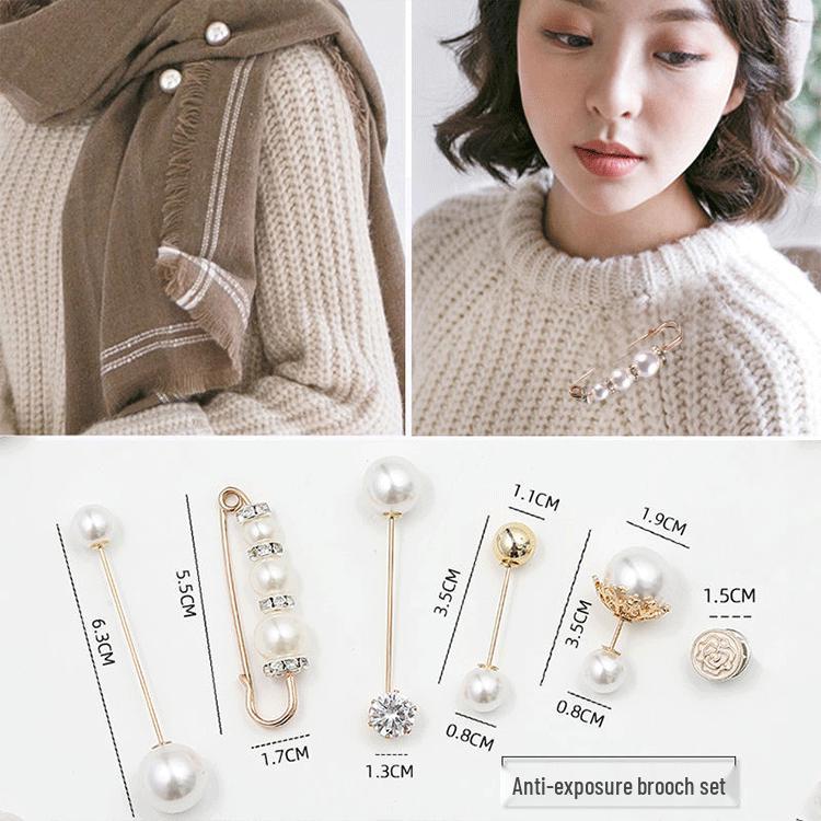 Pearl Button Brooch for Waistband Adjustment - Women's Pin to Secure and Shape Skirts or Pants