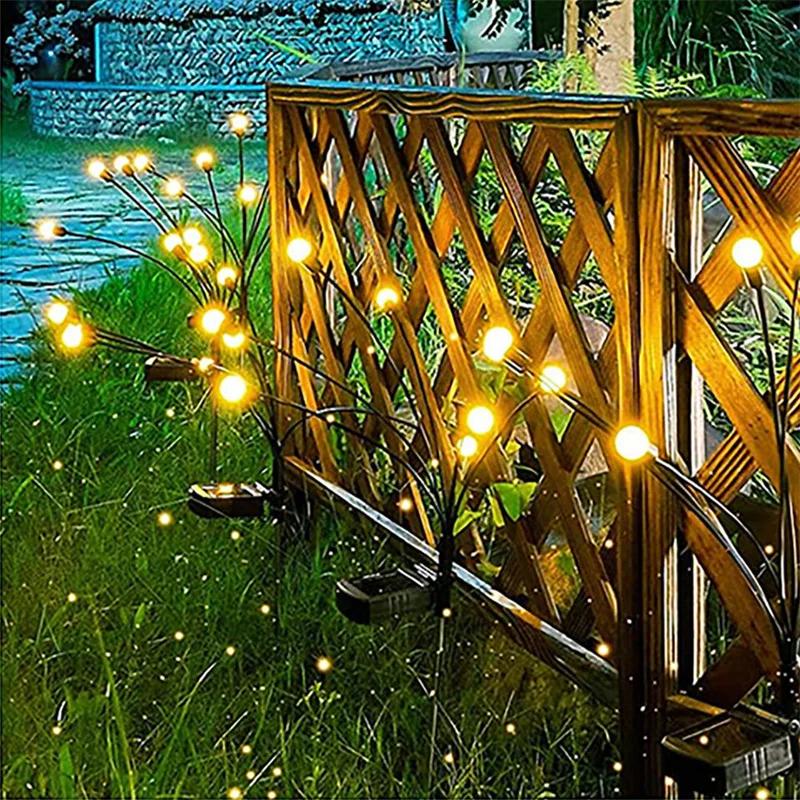Outdoor Solar Lights LED Fairy Firefly Lawn Lamp Garden Summer Camping Party Wedding Holiday Yard Atmosphere Decoration