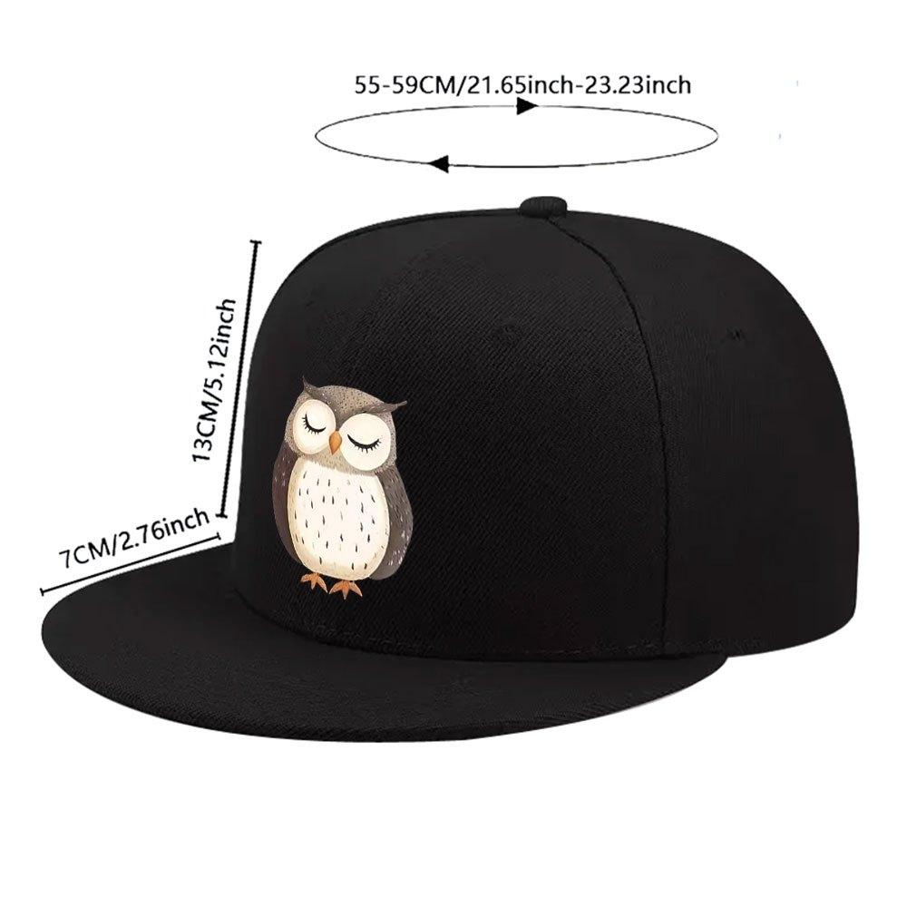 Sleeping Owl Print Polyester Baseball Cap Unisex Snapback Street Hiphop Hat Casual Outdoor