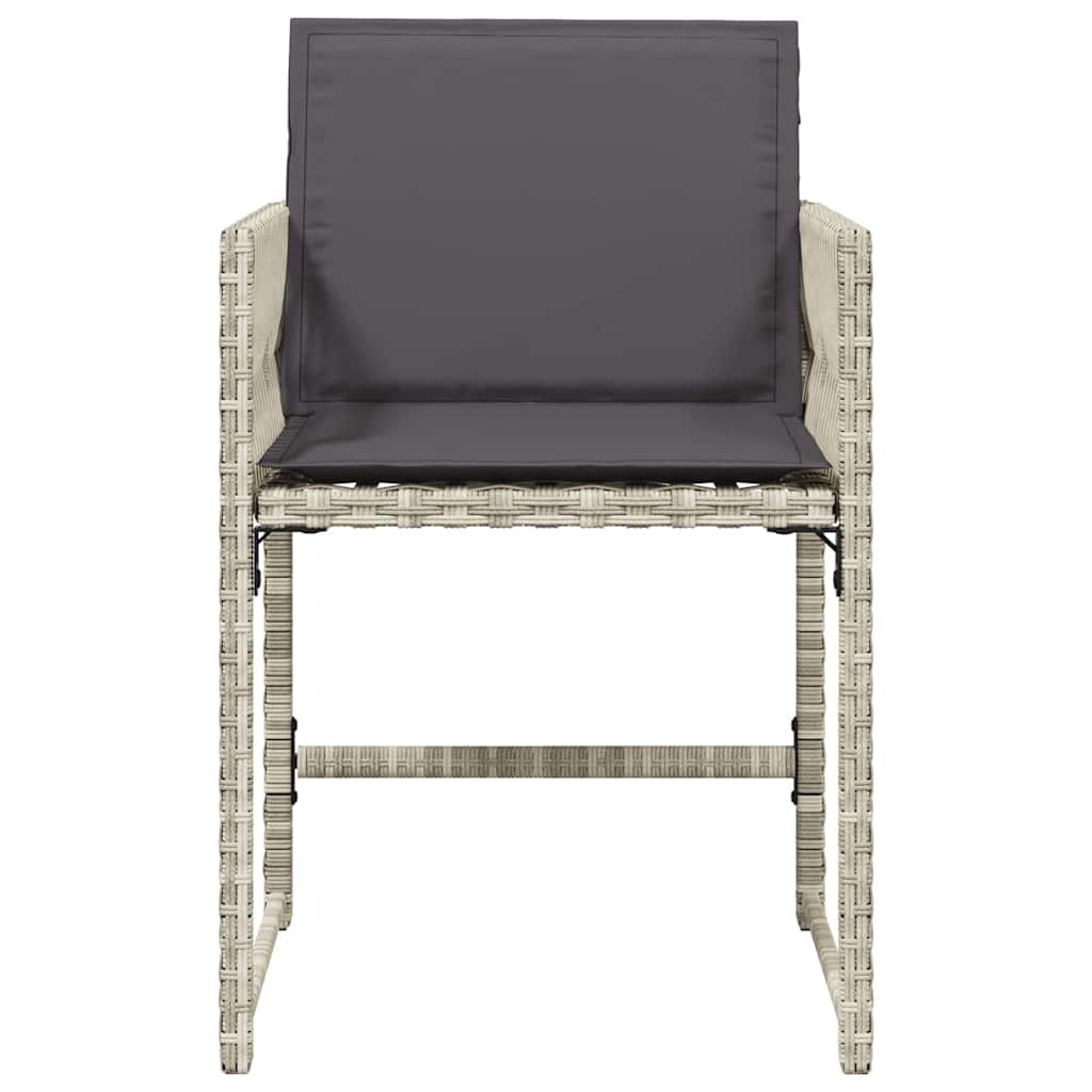 Garden Chairs with Cushions 4 pcs Light Grey Poly Rattan