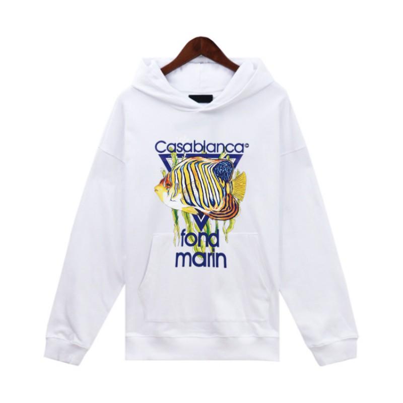 Casablanca Letter Print Hoodie Unisex Casual Winter Loose Fit Sweatshirt