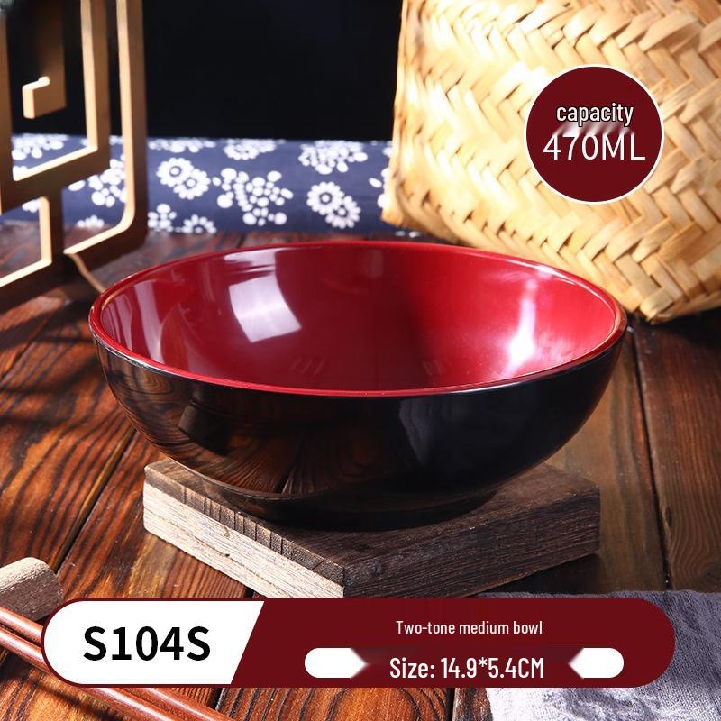 Lantuan Melamine Black & Red Two-Tone Commercial Bowl