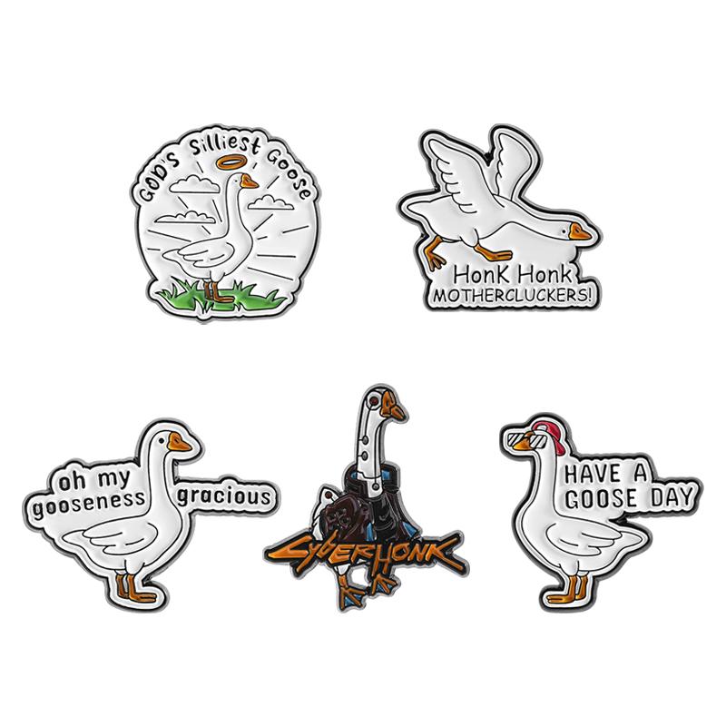 3-8pcs/set Animal Enamel Pins Custom Frog Panda Cat Goose Brooches Lapel Badges Clothes Jewelry Gift for Kids Friends