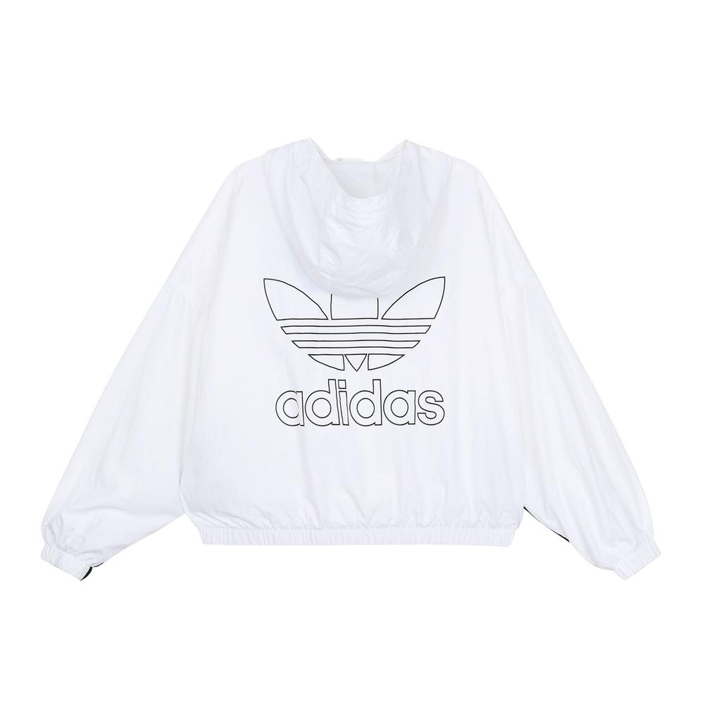 Adidas Originals Adiclub Clover Logo Print Loose Hooded Windbreaker Women Windbreaker White IP1804