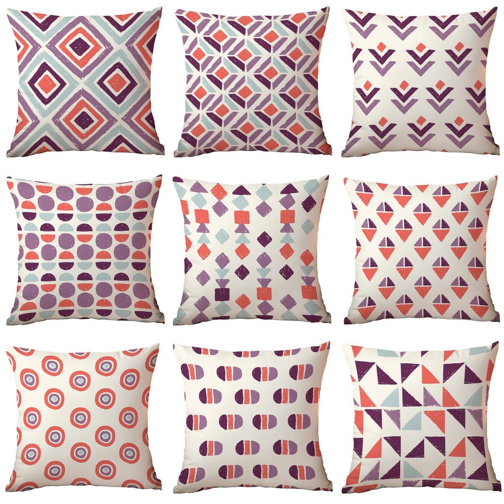 Polyester Colorful Geometric Pillow Case Combination Home Sofa Cushion Pillow Case