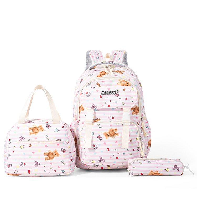 Three-piece Backpack Student Schoolbag Junior High School Women's Large-capacity Backpack