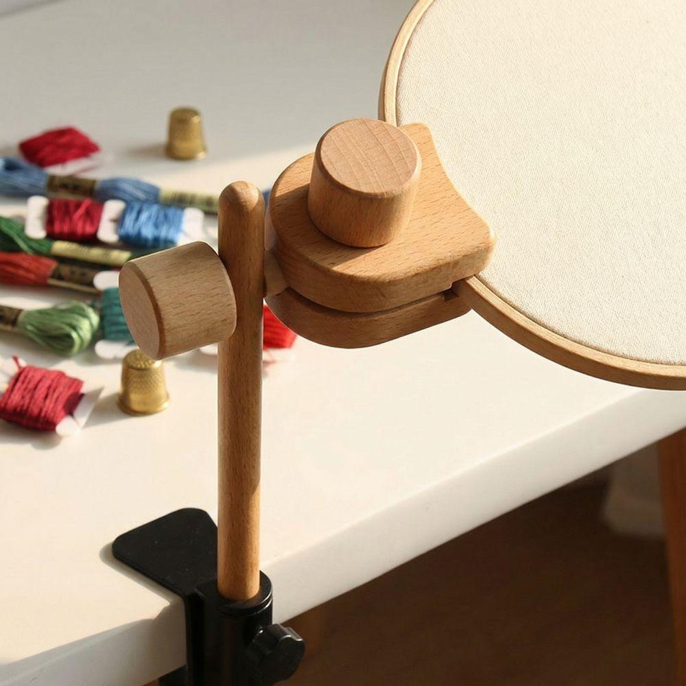 360 Degree Rotation Embroidery Frame Lap Stand Beech Wood Cross Stitch Rack Desktop Use