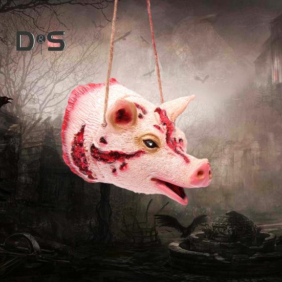 Halloween Pendant Realistic Creepy Hanging Rat Pig Head Spider Bat Decoration Haunted House Prop for Halloween Party