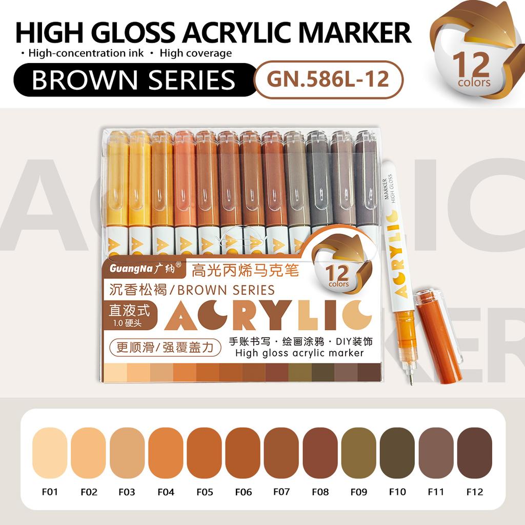 12 Colors Acrylic Paint Pens Markers Brush Tip Paint Markers For Rock Painting Wood Canvas Stone,Christmas Gift DIY Crafts