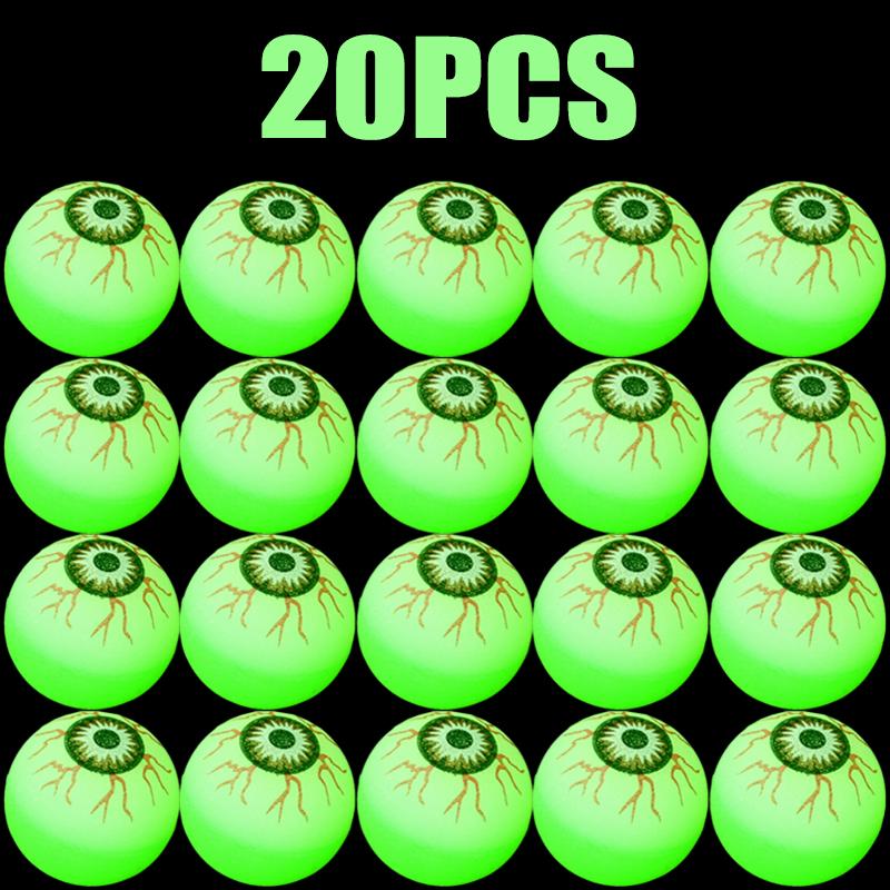5/50pcs Glow In The Dark Bouncy Ball Halloween Eyeball Decoration Haunted House Home Bar Horror Props Luminous Fake Eyeballs