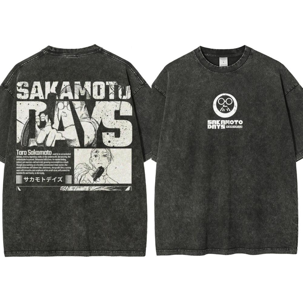 Anime Washed Vintage Sakamoto Days Women Men Fashion Hip Hop Oversized T-shirts Summer Cotton Comfort Female T Shirt Top