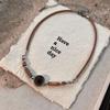 Personality Retro Splicing Tiger's Eye Stone Beads Maillard Leather Rope Choker Necklace for Women Men Punk Trendy Jewelry Gifts