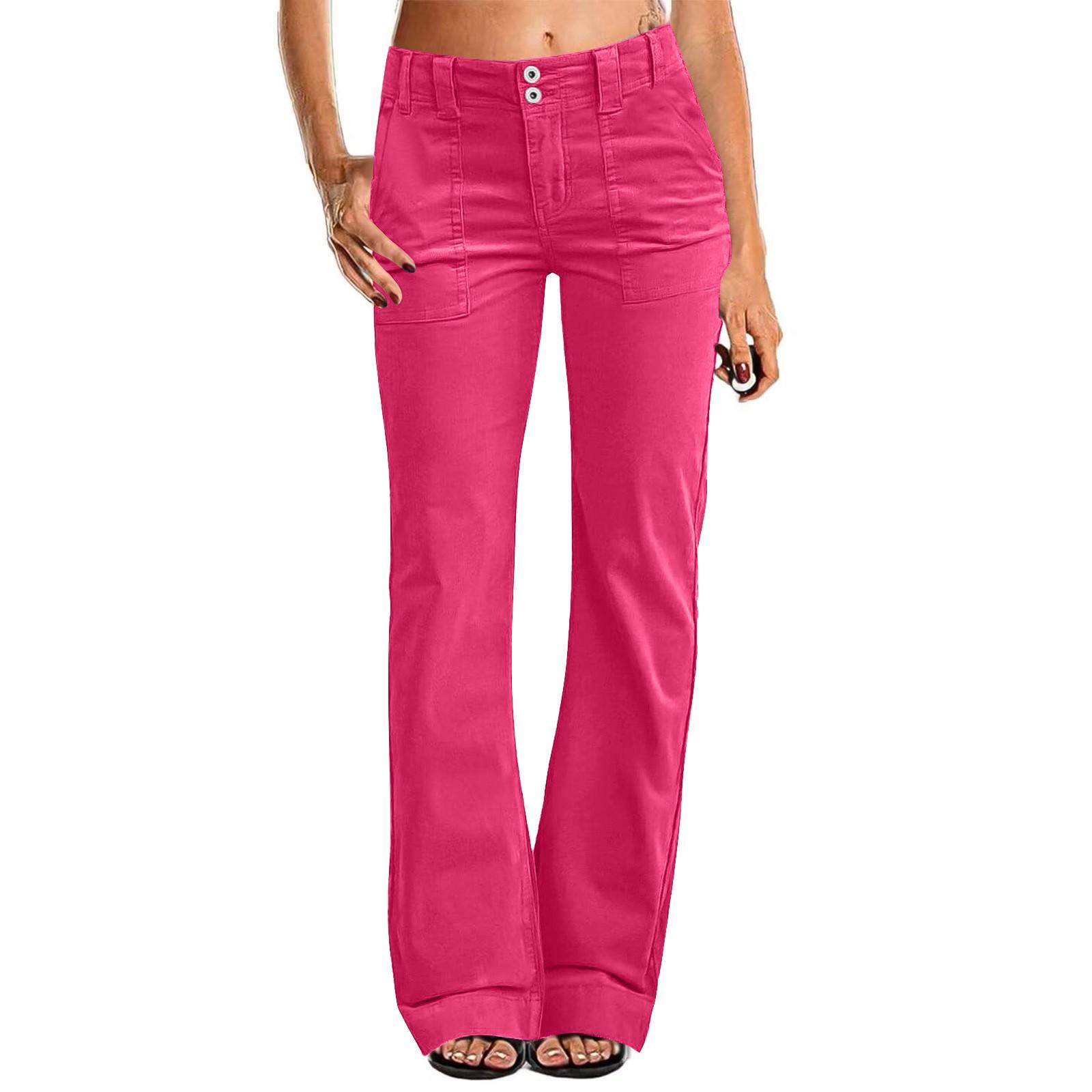 

Women s Wide Leg Dress Flare Pants For Women Double Button Mid Waist Pants Trendy Fashion Casual Pants L горячий розовый