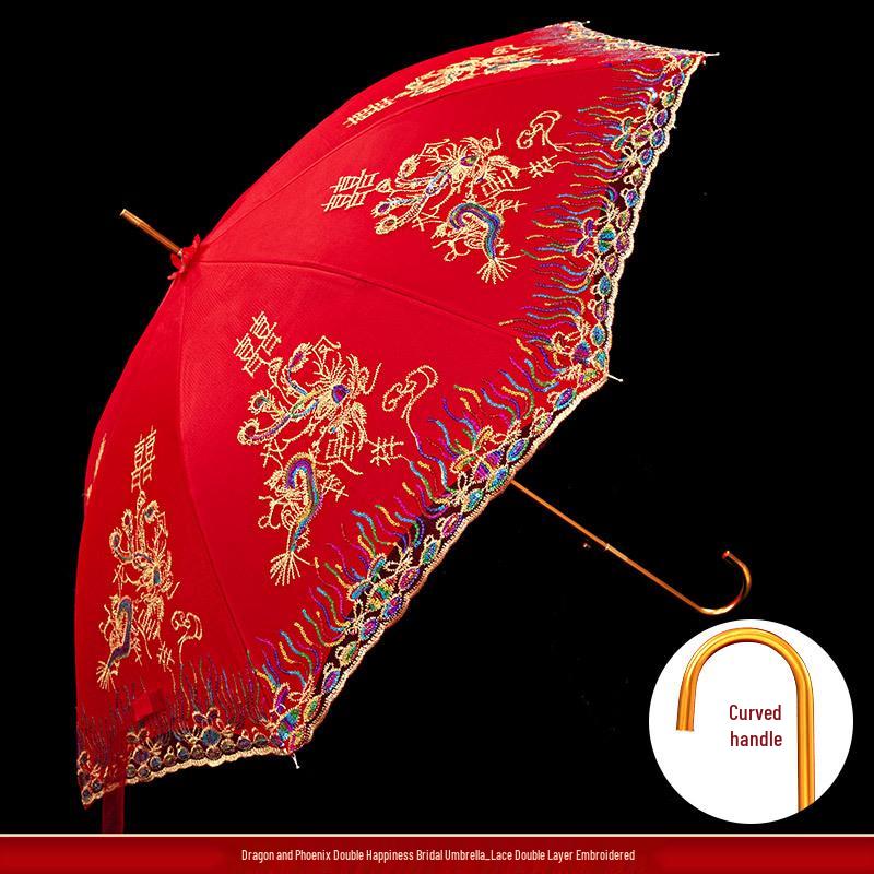 Red Bridal Umbrella Set for Chinese Wedding Ceremony and Dowry