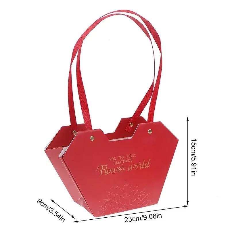1/4/8/16PCS Foldable Carton Flower Basket Handheld Bouquet Gift Bag Valentine's Day Flower Packaging Wedding Party Decoration