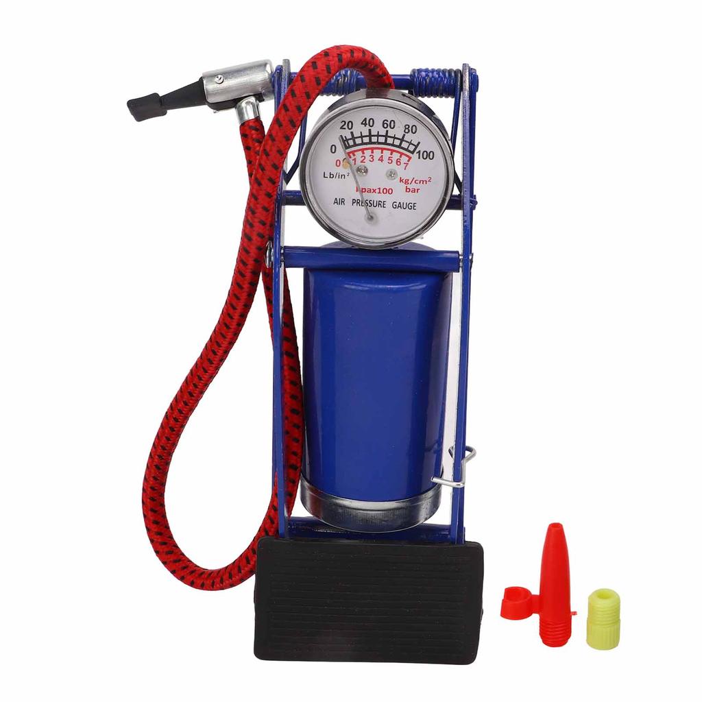 Step On Air Pump Floor Foot Pump Single Cylinder with Pressure Gauge for Tires Balls Rubber Boats Airbeds Blue