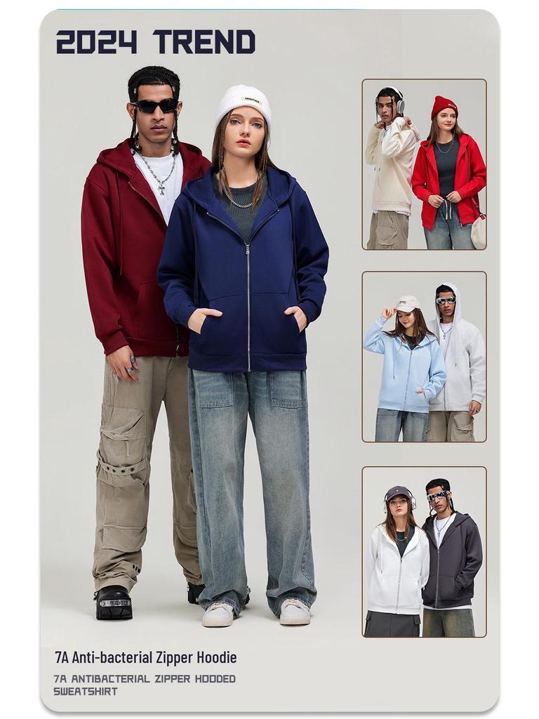 Leichter Cardigan-Hoodie mit doppeltem Reißverschluss für Herren - Vielseitig einfarbig, Trendiger Amerikanischer Stil für Frühling/Herbst, Unisex.