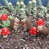 7pcs Resin Hedgehog Mushroom Statue Cartoon Garden Miniatures Figurine Animal Sculpture  Living Room