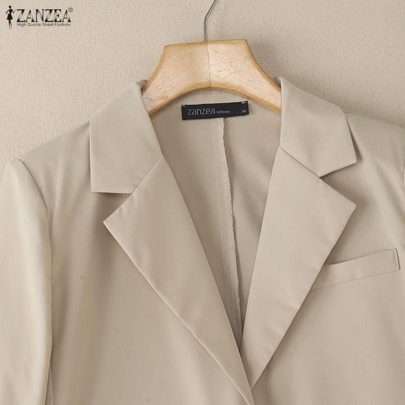 ZANZEA Women Notched Lapel Long Sleeve Solid Color Casual Cardigan Blazer