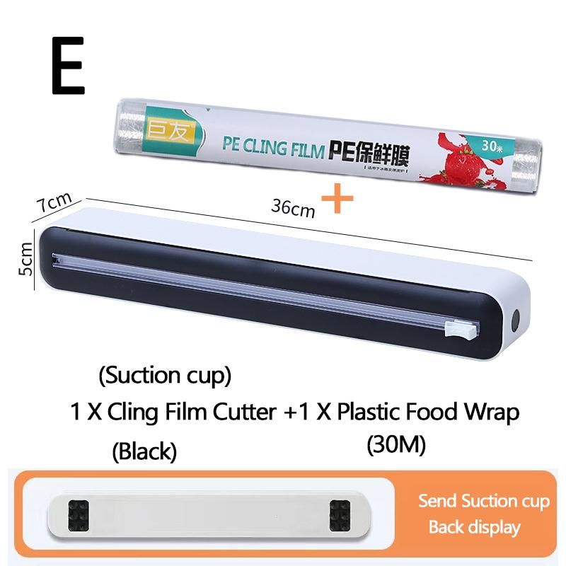 Plastic Wrap Dispenser with Slide Cutter Reusable Food Wrap Cutter Household Cling Film Cutter Refillable Cling Film Dispenser