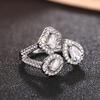Huitan Luxury Trendy Geometric Cubic Zircon Opening Rings for Women Silver Color Wedding Party Statement Jewelry Geometric Ring