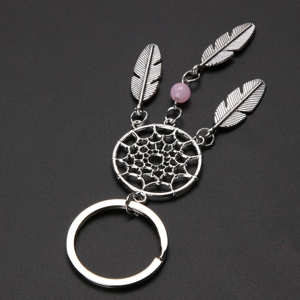 Dream Catcher Simple Fashion With Green Pink Beads Key Ring Buckle Pendant For DIY Bag Key Ring Chain Accessories A573