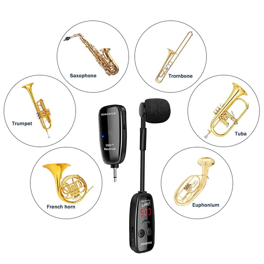 N90 Rechargeable Compact Instrument Microphone for Saxophone, Larinet, Trumpet, and Brass Instruments, Perfect for Live Concerts
